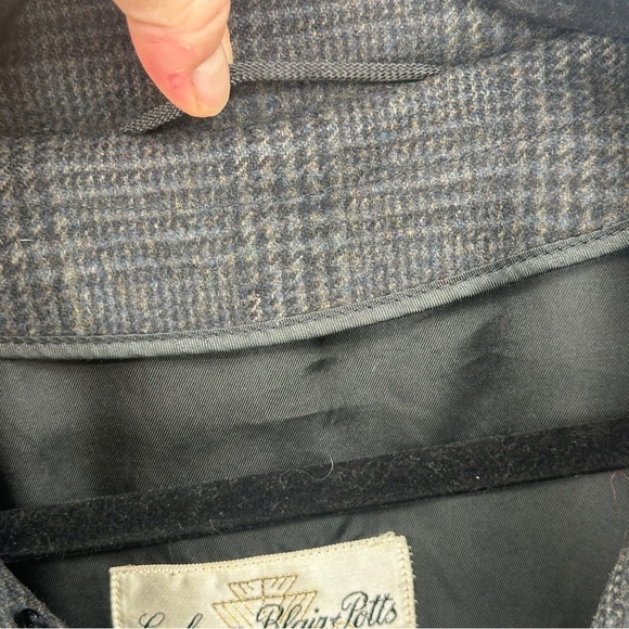 Men's Vintage Gray‎ Glen Plaid Overcoat Wool Coat 42L - Picture 5 of 15